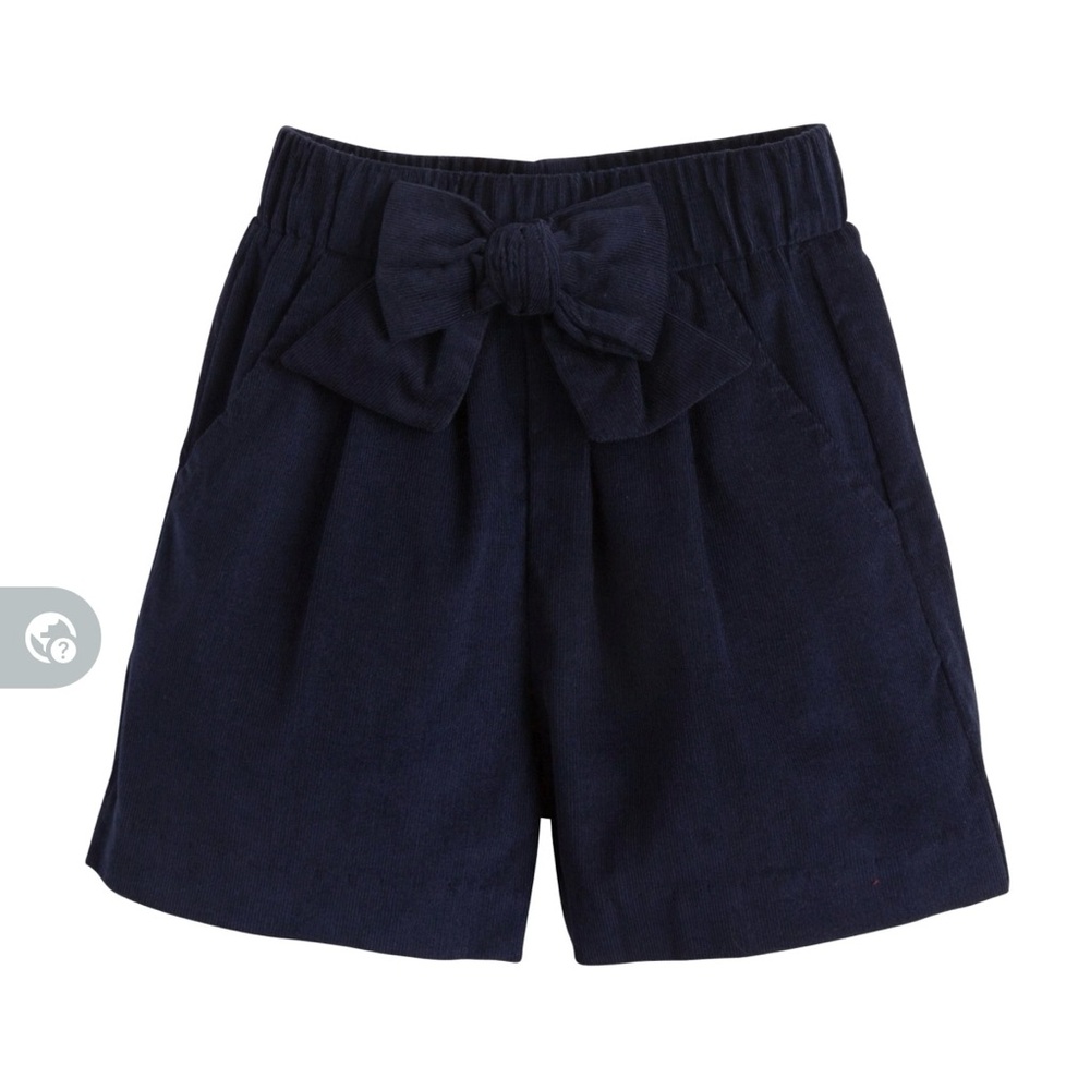 Little English - Navy Blue Bow Corduroy Shorts, Girls 4